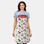 Personalized Cat Mom Strawberry Kitten Kitchen Schort (Gedragen)