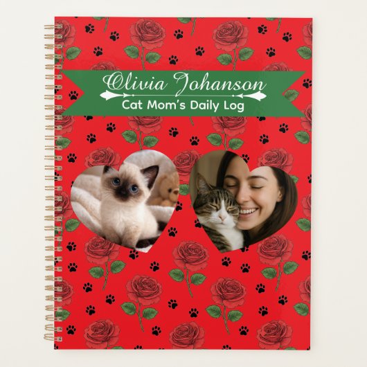 Personalized Cat Mom's Photo and Name  Planner (Voorkant)