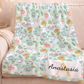 Personalized  Cat Monogram Name Pastel High Tea Fleece Deken