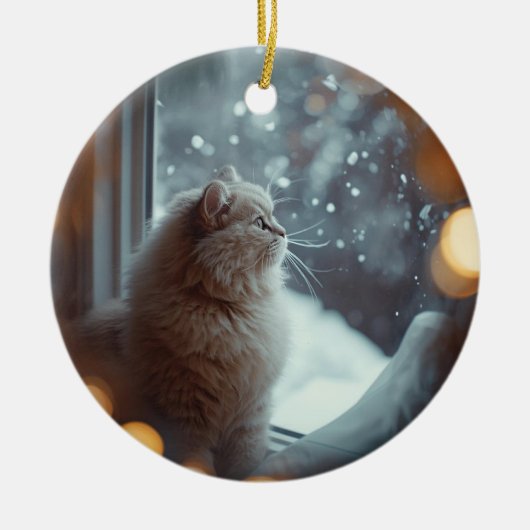 Personalized Cat Photo Christmas Ornament (Voorkant)