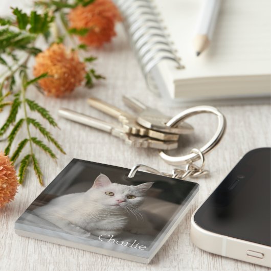 Personalized Cat Photo Keepsake Sleutelhanger (Voorkant Rechts)
