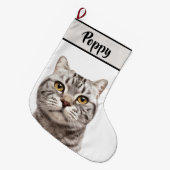 Personalized Cat Photo & Name Christmas Stocking  Grote Kerstsok (Voorkant (Hangend))