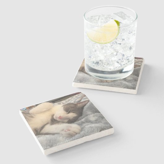 Personalized Cat Photo Pet Lover Gift Stenen Onderzetter (Zijkant)