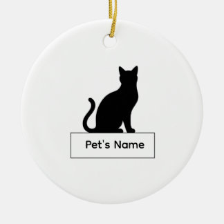 Personalized Cat Silhouette Christmas Pet Name Keramisch Ornament