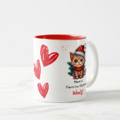 Personalized Cat Themed Christmas Mug Tweekleurige Koffiemok (Voorkant rechts)