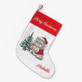 Personalized Cat with Santa Hat Christmas tree     Kleine Kerstsok (Voorkant (Hangend))