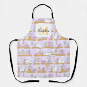 Personalized Cats Books Girl Kitchen Purple Schort (Voorkant)