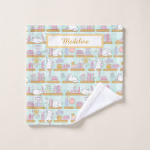 Personalized Cat's Library Bookish Pastel Green
