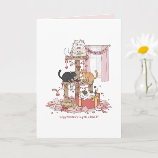 Personalized Cat's Meow Valentine's Day  Card Kaart (Kleine Plant)