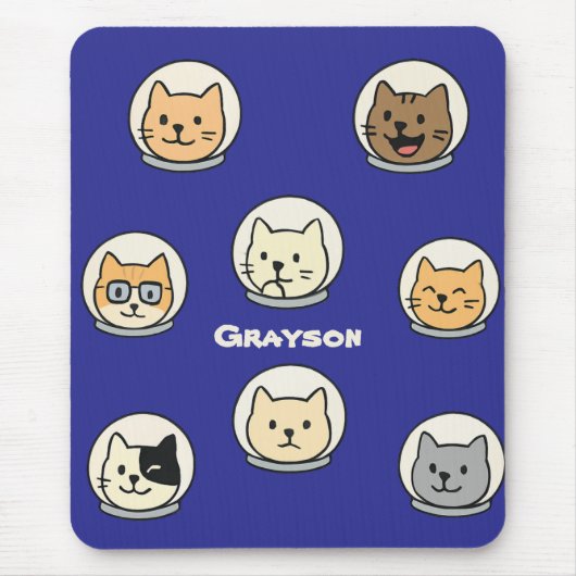 Personalized Catstronaut Mousepad With Name Muismat (Voorkant)