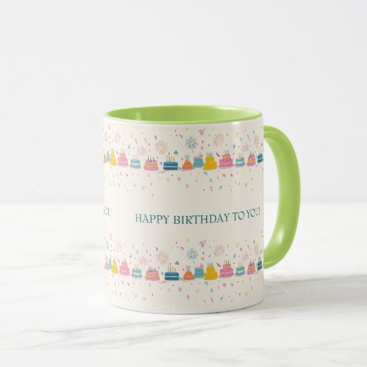 Personalized Celebration Mug – Cakes & Confetti Mok (Voorkant rechts)