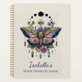 Personalized Celestial Moth & Moon Phases Witchy Planner (Voorkant)