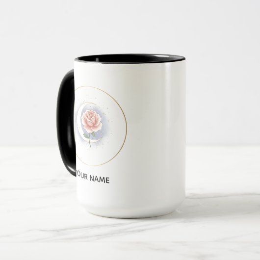 Personalized Celestial Rose & Moon Mug - Custom Na Mok (Voorkant links)
