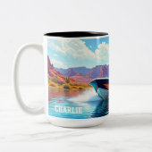 Personalized Ceramic Coffee Mug Fun Boat Theme Tweekleurige Koffiemok (Links)