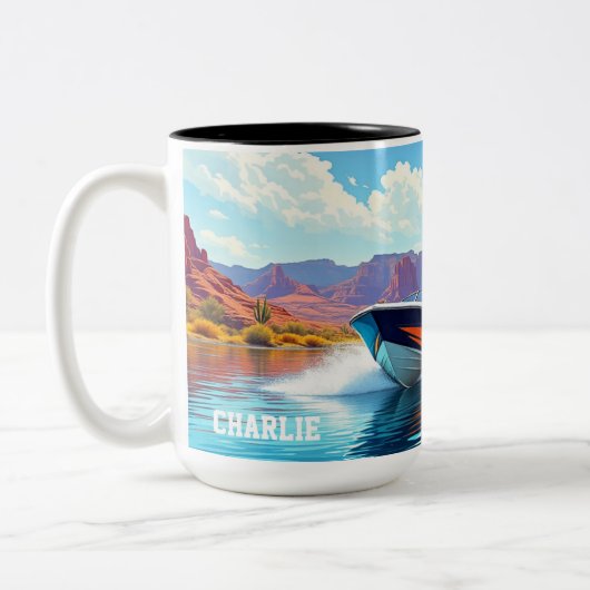Personalized Ceramic Coffee Mug Fun Boat Theme Tweekleurige Koffiemok (Links)