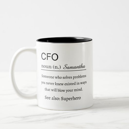 Personalized CFO Definition Tweekleurige Koffiemok (Links)