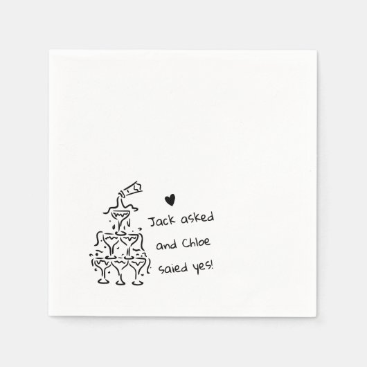 Personalized Champagne Glass Tower Wedding Napkins Servet (Voorkant)