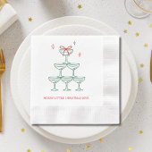 Personalized Champagne Retro Christmas Cocktail Servet