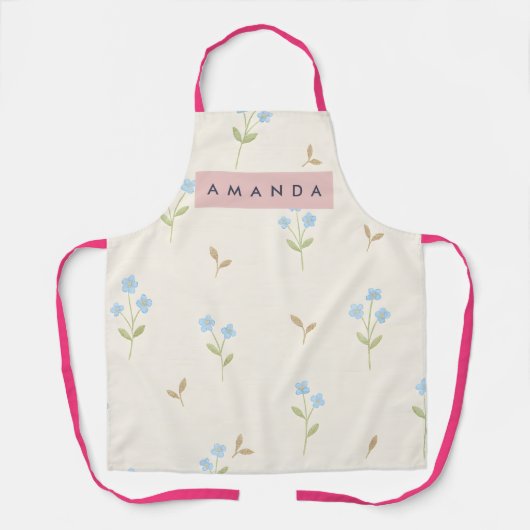 Personalized Charming Blue Wildflower Print  Schort (Voorkant)