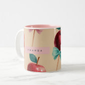 Personalized Charming Candy Apple Pattern Tweekleurige Koffiemok (Voorkant links)