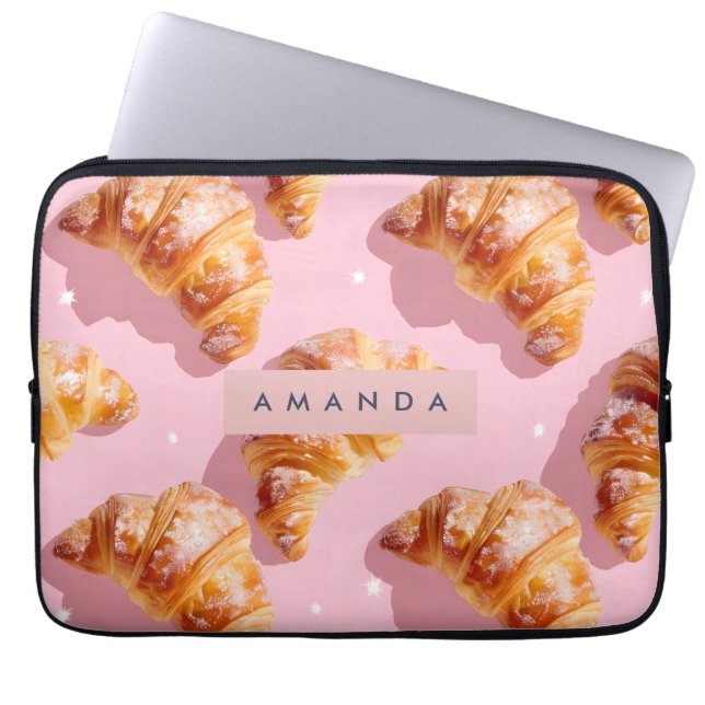 Personalized Charming Croissant Delight Laptop Sleeve (Voorkant)