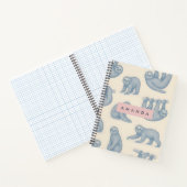 Personalized Charming Elegant Blue Sloth Pattern Notitieboek (Binnen)