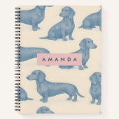 Personalized Charming Elegant Dachshund Pattern Notitieboek (Voorkant)