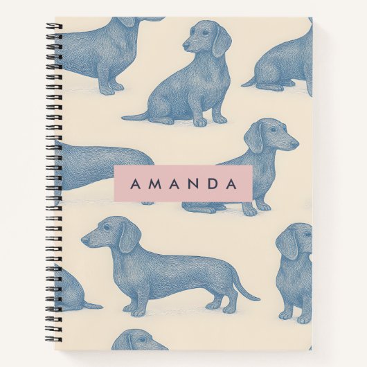 Personalized Charming Elegant Dachshund Pattern Notitieboek (Voorkant)