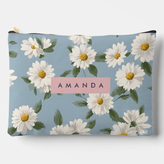 Personalized Charming White Daisies on Dusty Blue Etui (Voorkant)
