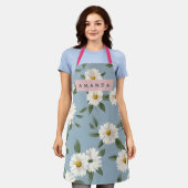 Personalized Charming White Daisies on Dusty Blue Schort (Gedragen)