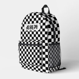 Personalized Checkerboard Backpack for Kids Bedrukte Rugzak