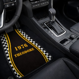 Personalized Checkerboard Yellow Stripe Year Name Automat