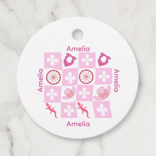 Personalized Checkered Cowgirl Pattern Bedankjes Labels (Voorkant)