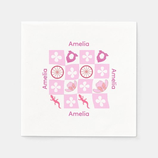 Personalized Checkered Cowgirl Pattern Servet (Voorkant)