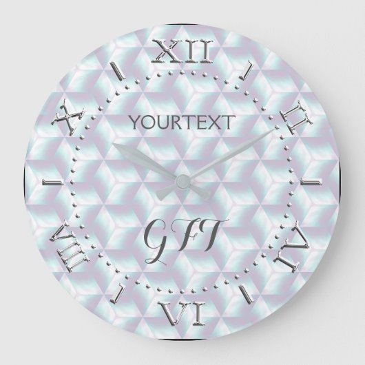 Personalized Checkered Mother of Pearl Style Grote Klok (Voorkant)