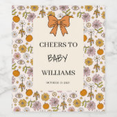 Personalized Cheers to Baby Boho Wine Label Wijn Etiket (Enkel label)