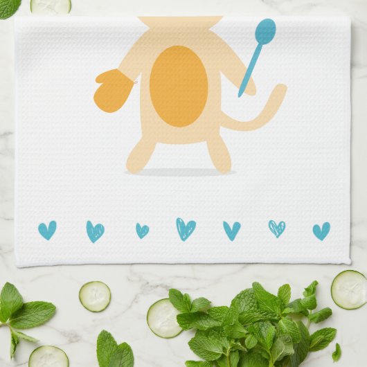 Personalized Chef Cat Kitchen Towel Theedoek (Gevouwen)