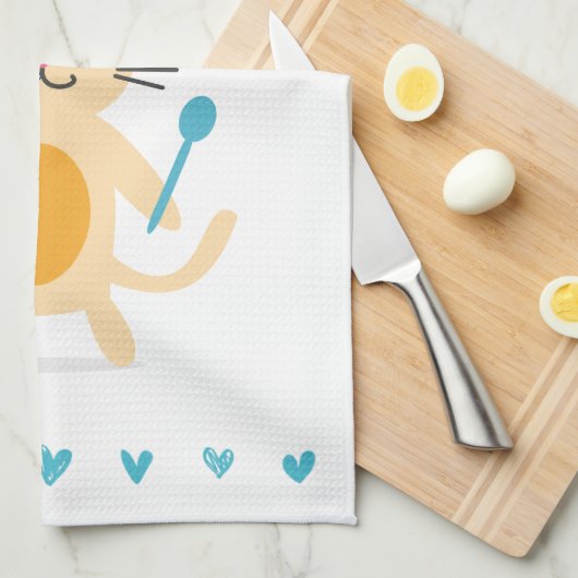Personalized Chef Cat Kitchen Towel Theedoek (Quarter Fold)