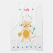 Personalized Chef Cat Kitchen Towel Theedoek (Verticaal)