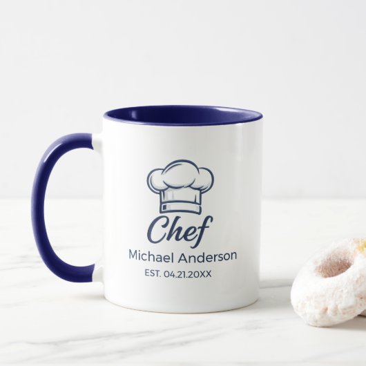 Personalized Chef Mug – Custom Name Kitchen Gift Mok (Met donut)