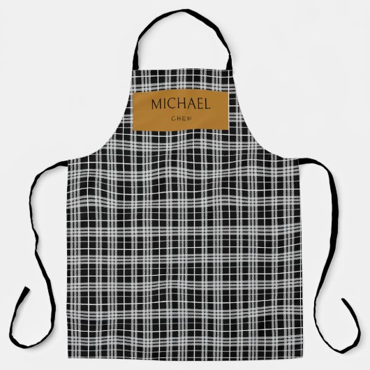 Personalized Chef Plaid Apron with Custom Name Schort (Voorkant)