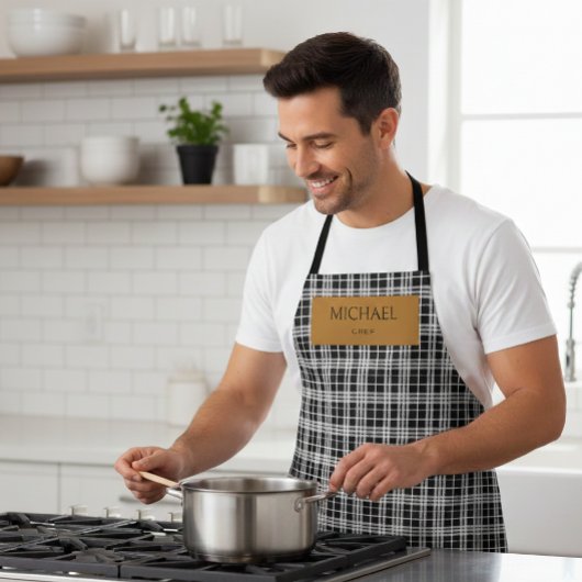 Personalized Chef Plaid Apron with Custom Name  Schort