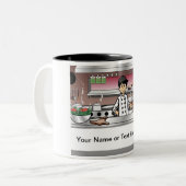 Personalized Chef, with hat - Male Cartoon Tweekleurige Koffiemok (Voorkant links)