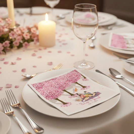 Personalized Cherry Blossom Picnic Napkins Servet