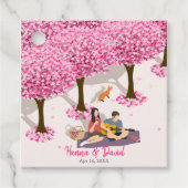 Personalized Cherry Blossom Picnic Square  Bedankjes Labels (Voorkant)