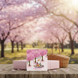 Personalized Cherry Blossom Picnic Square  Bedankjes Labels