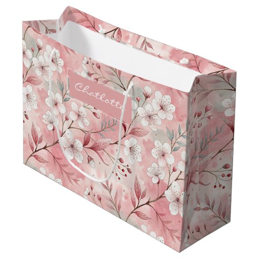 Personalized cherry blossoms groot cadeauzakje (Voorkant Gekanteld)