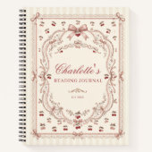 Personalized Cherry Bow Book Lover Reading Journal Notitieboek (Voorkant)