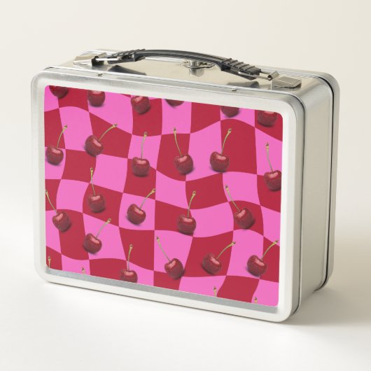 Personalized Cherry Gingham Retro Custom Name (Achterkant)