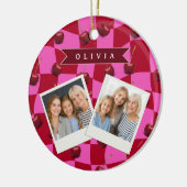 Personalized Cherry Gingham Retro Custom Name Keramisch Ornament (Links)
